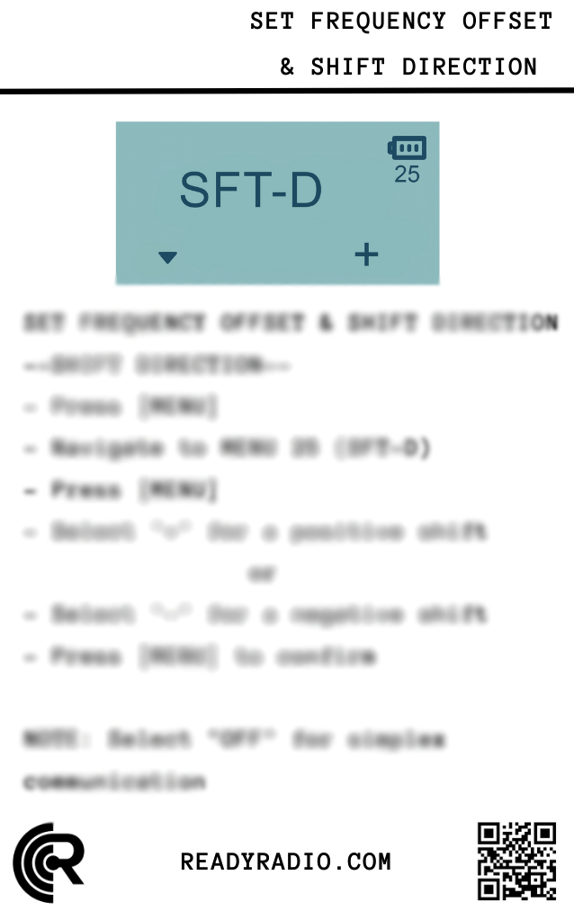Code Form Raido Visa Ready Radio™ Programming Cards